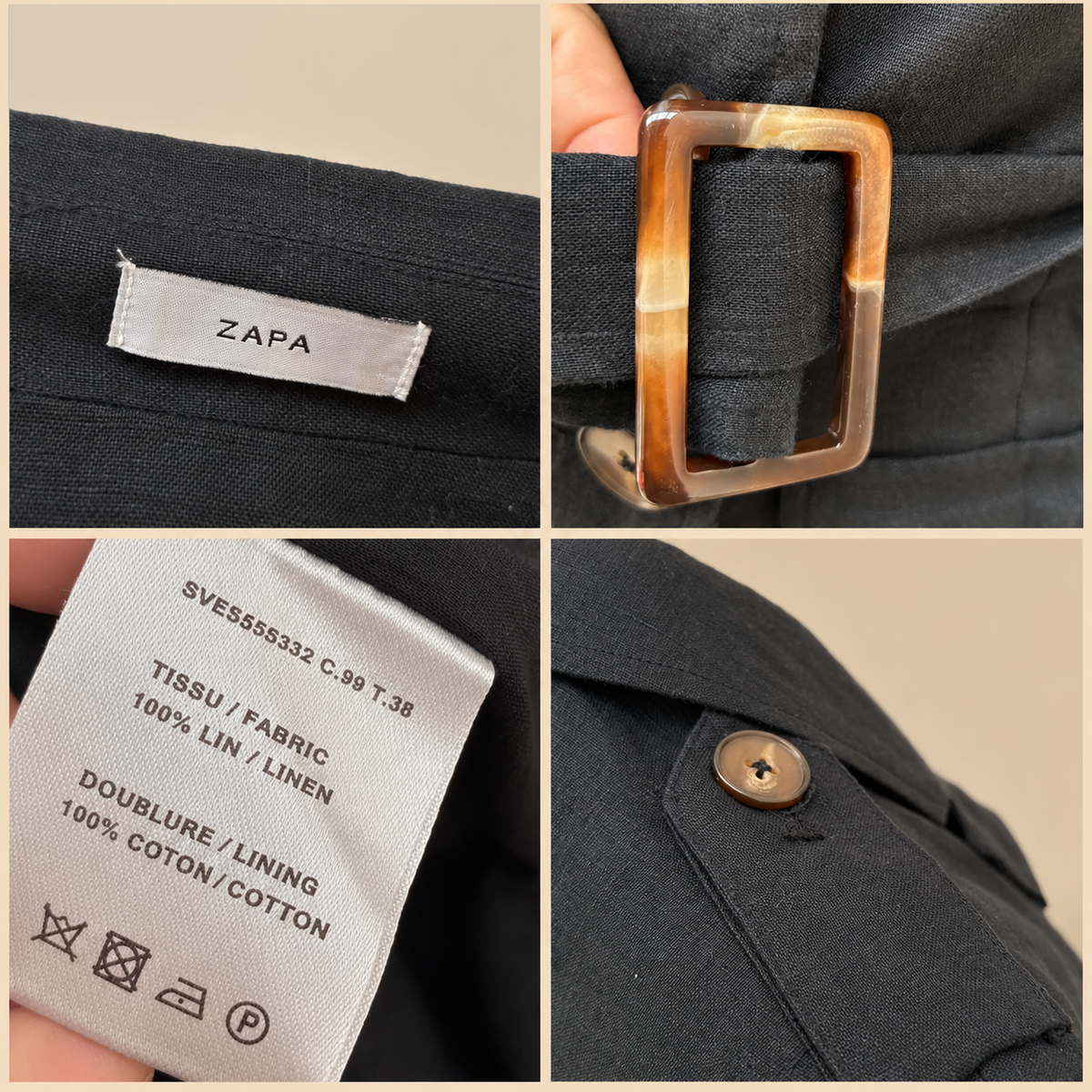 Zapa noir blazer en lin M 38