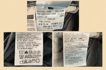 511 28 x 32 Jeans Levi’s Levi Strauss slim