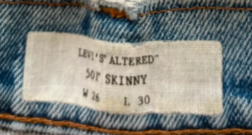 501 Skinny fit altered jean Levi’s 26 x 30