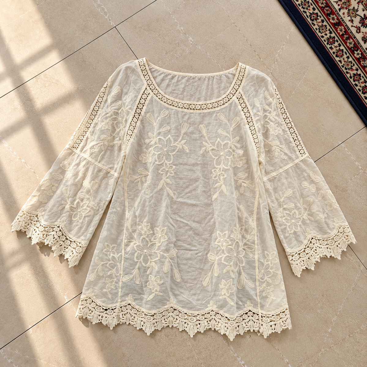Blouse bohème boho cream L 40