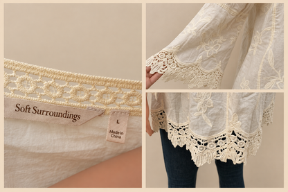 Blouse bohème boho cream L 40