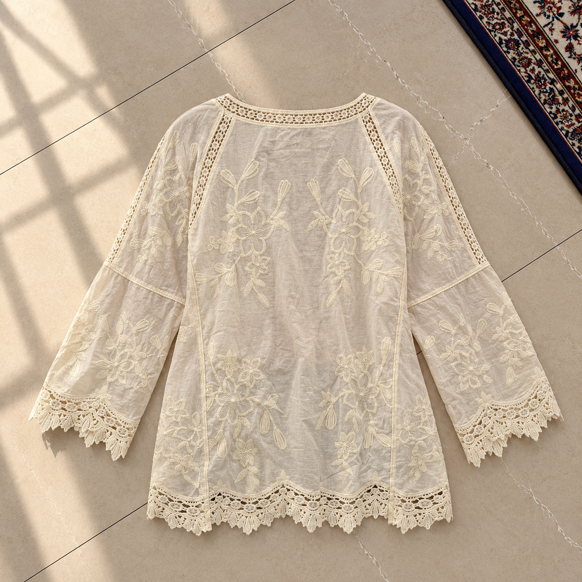 Blouse bohème boho cream L 40