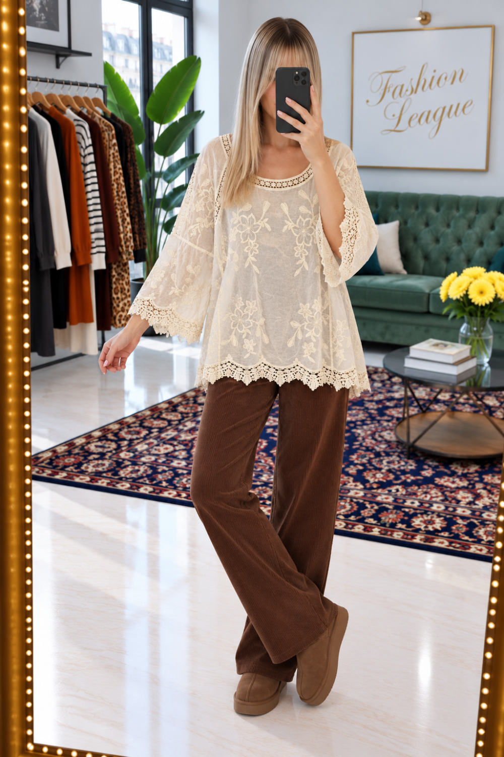 Blouse bohème boho cream L 40