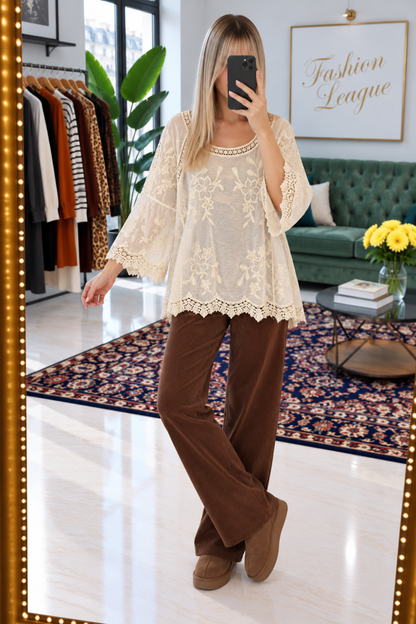 Blouse bohème boho cream L 40