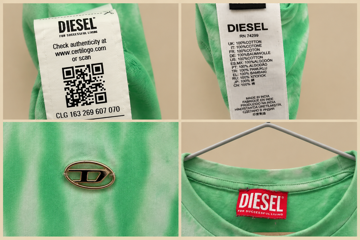 T- tie dye Diesel vert tee y2k