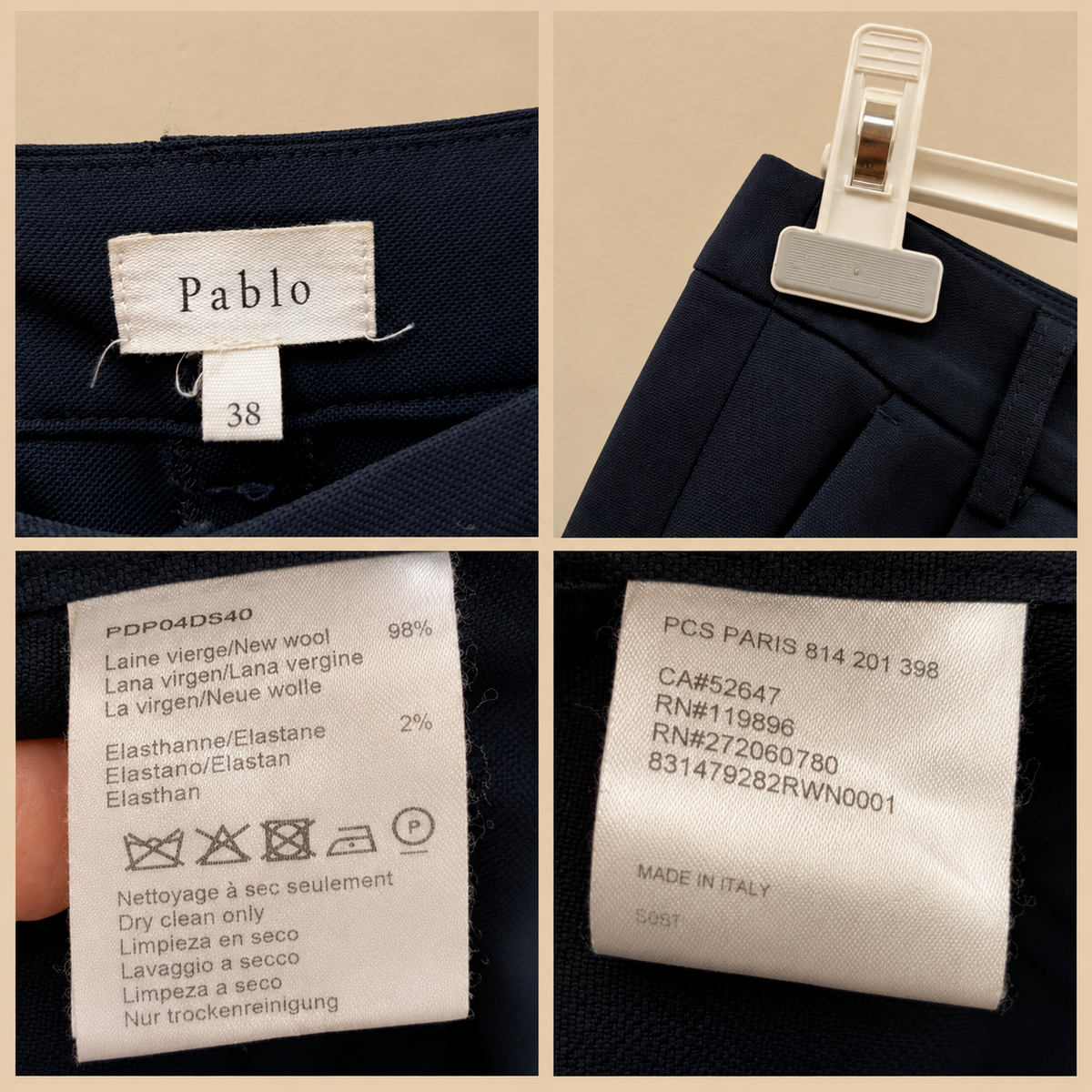 Pantalon tailleur Pablo Gérard Darel en laine vierge – Bleu marine – T.38