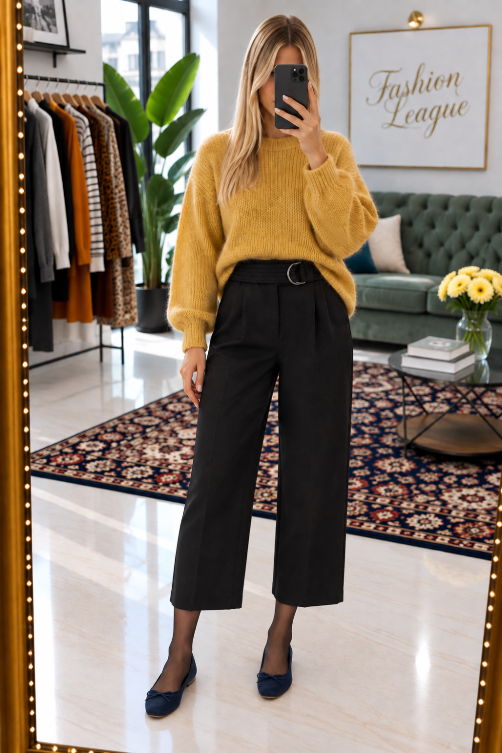 Pantalon 7/8eme Sandro jambes larges noir M 38 - photo 3