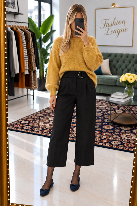 Pantalon 7/8eme Sandro jambes larges noir M 38 - photo 3