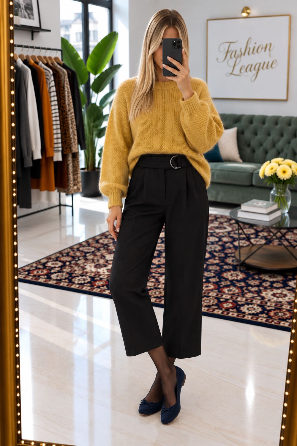 Pantalon 7/8eme Sandro jambes larges noir M 38 - photo 4