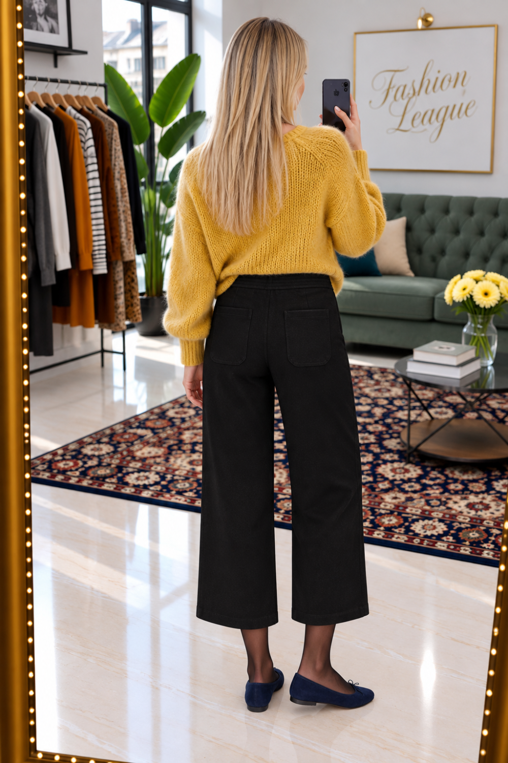 Pantalon 7/8eme Sandro jambes larges noir M 38 - photo 7