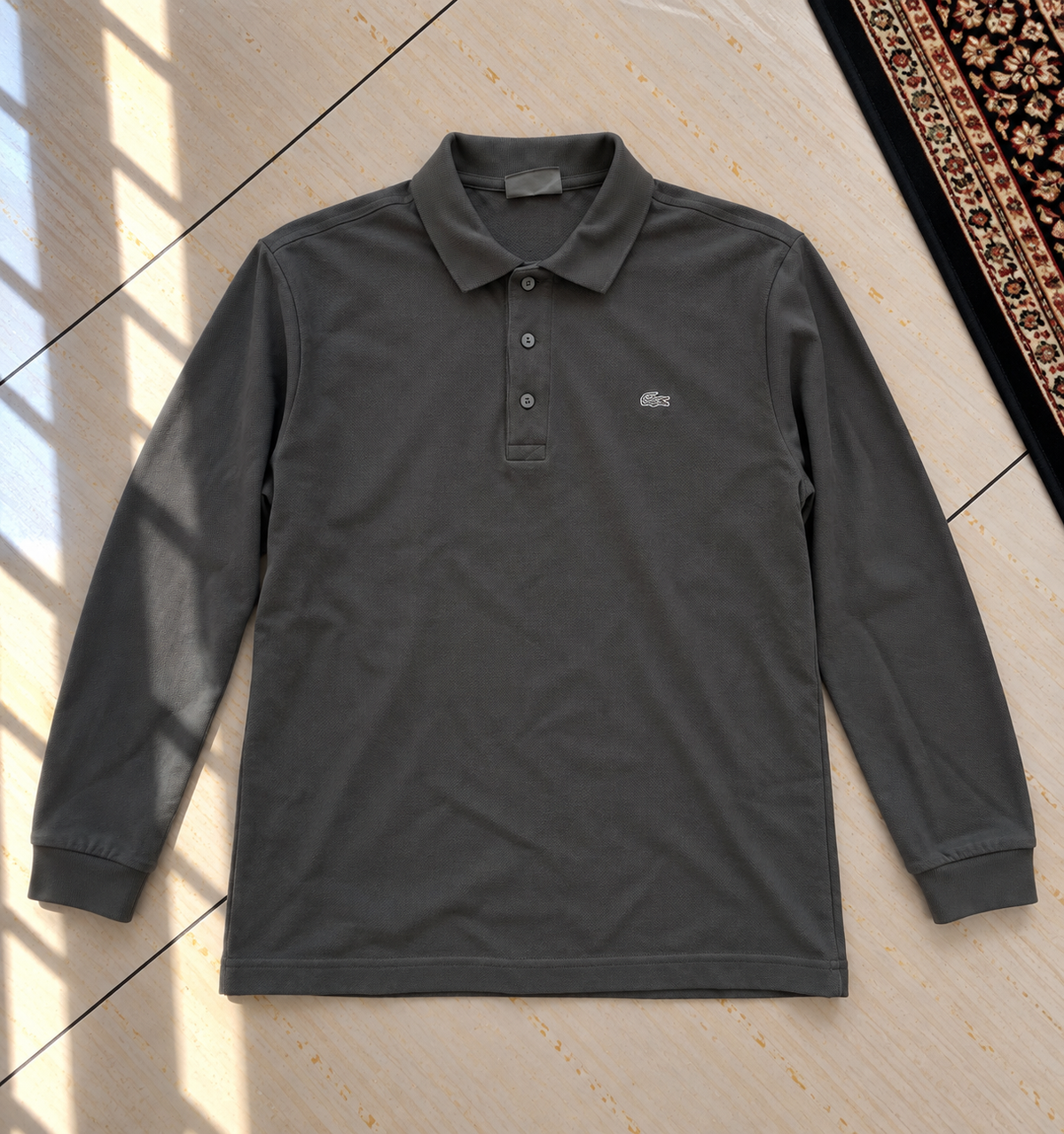 Polo gris manches longues Lacoste vintage M sweat - photo 1
