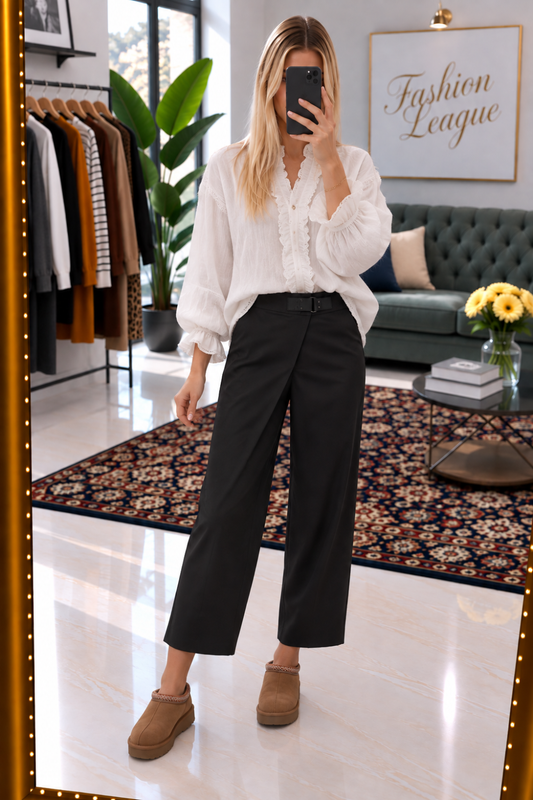Pantalon jambes larges noire Ralph Lauren - photo 6