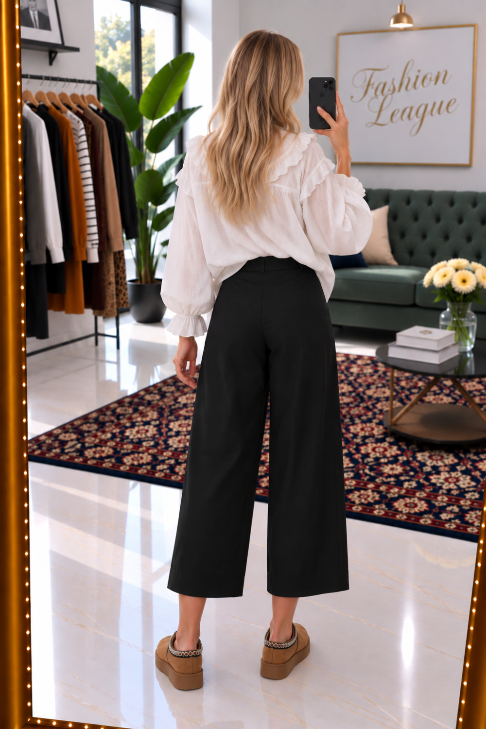 Pantalon jambes larges noire Ralph Lauren - photo 7