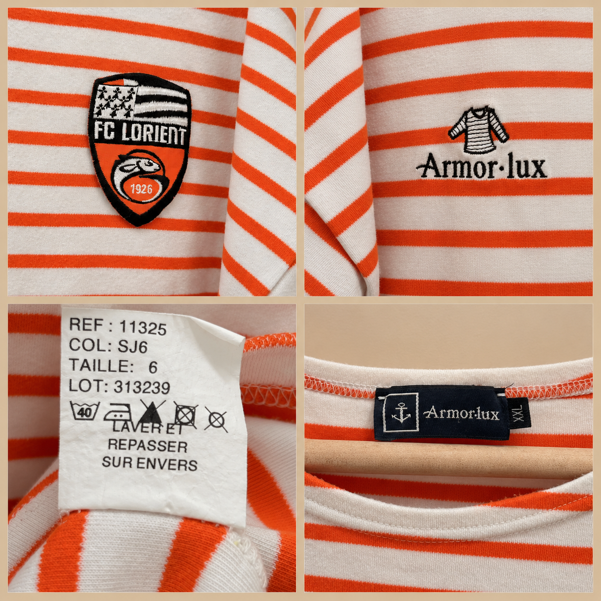 Marinière pull sweat à rayures Armor Lux Taille 6 XXL FC Lorient - photo 3